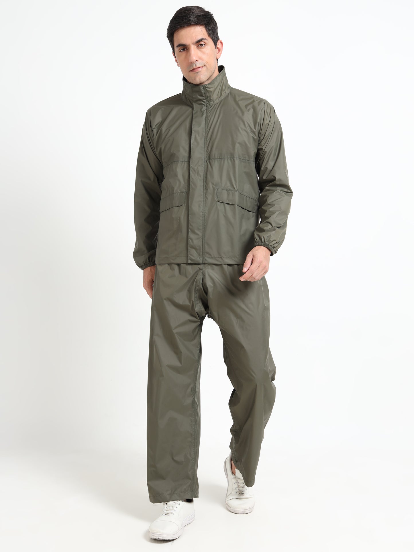 Olive raincoat for men