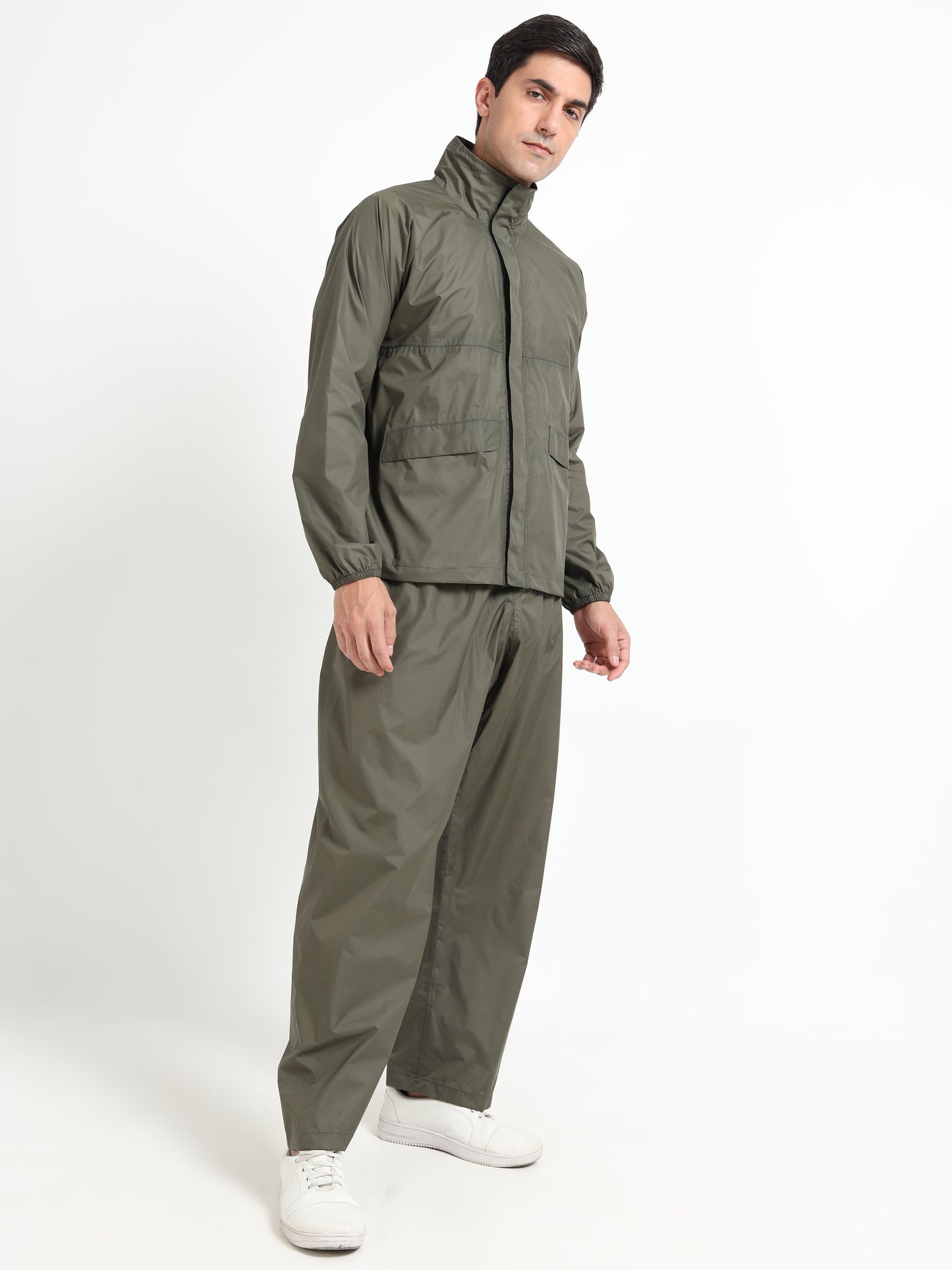 Olive raincoat for men
