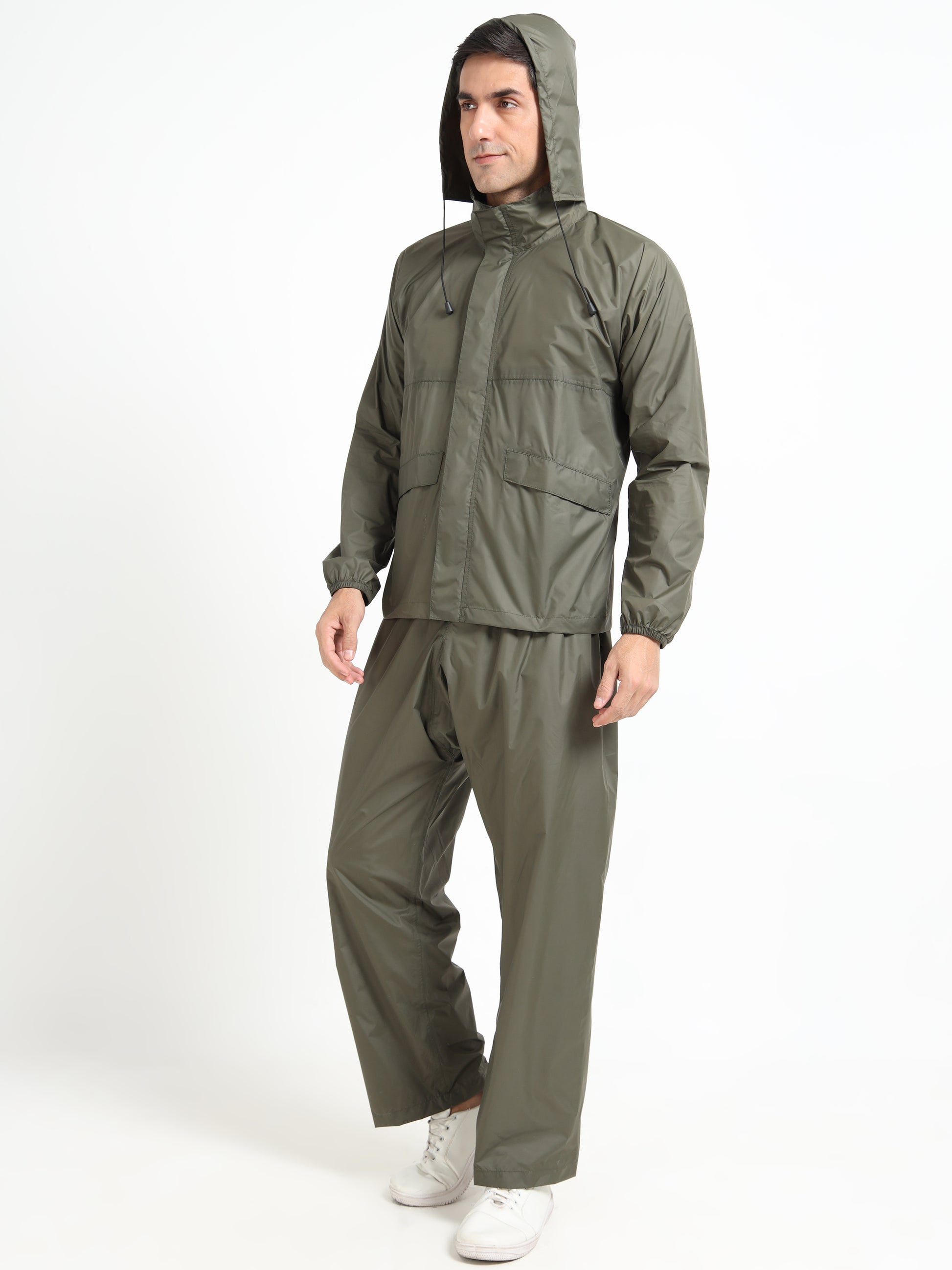 Olive raincoat for men