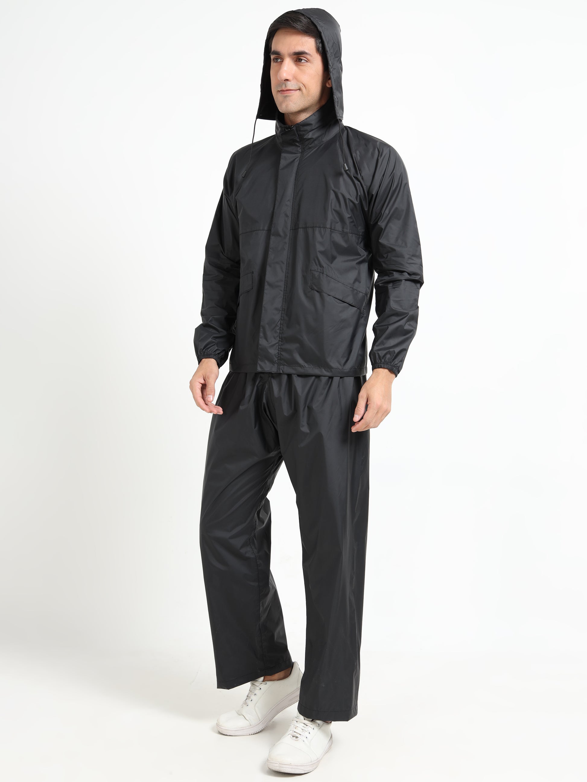 Black raincoat for men