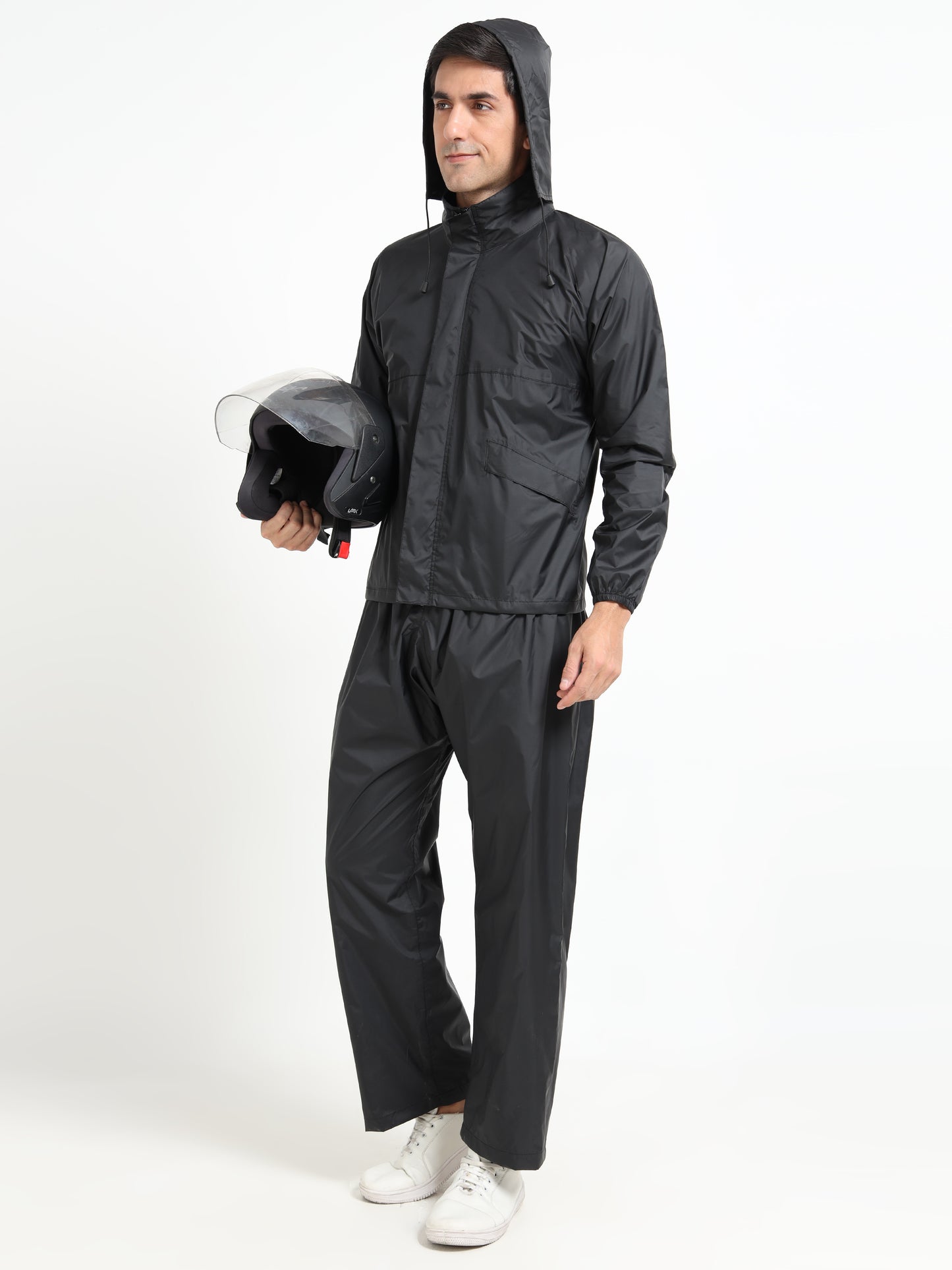 Black raincoat for men