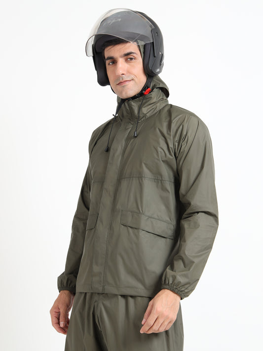 Olive raincoat for men
