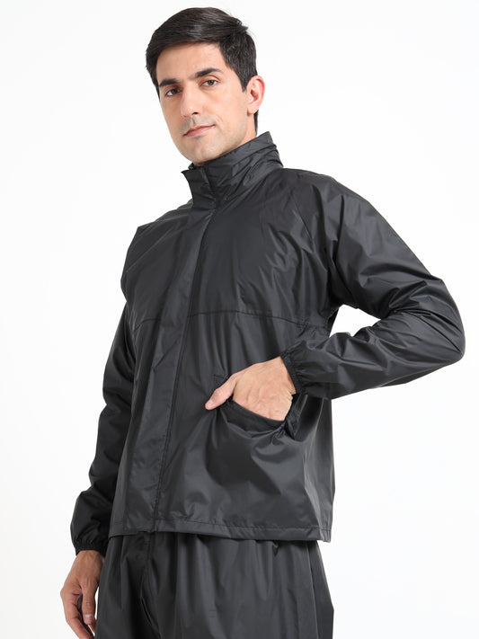 Black raincoat for men