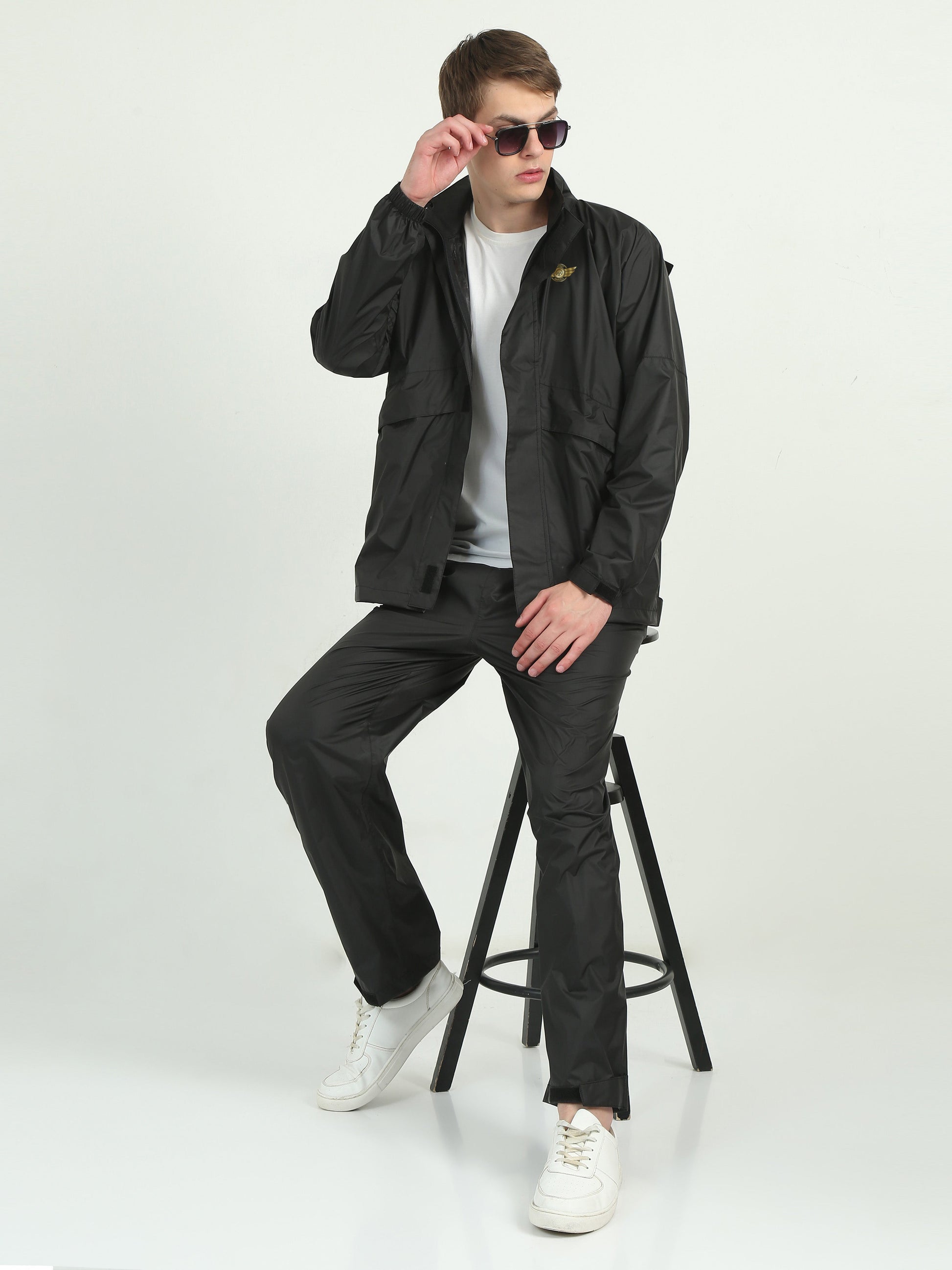 Black Hooded Raincoats for Men and Women