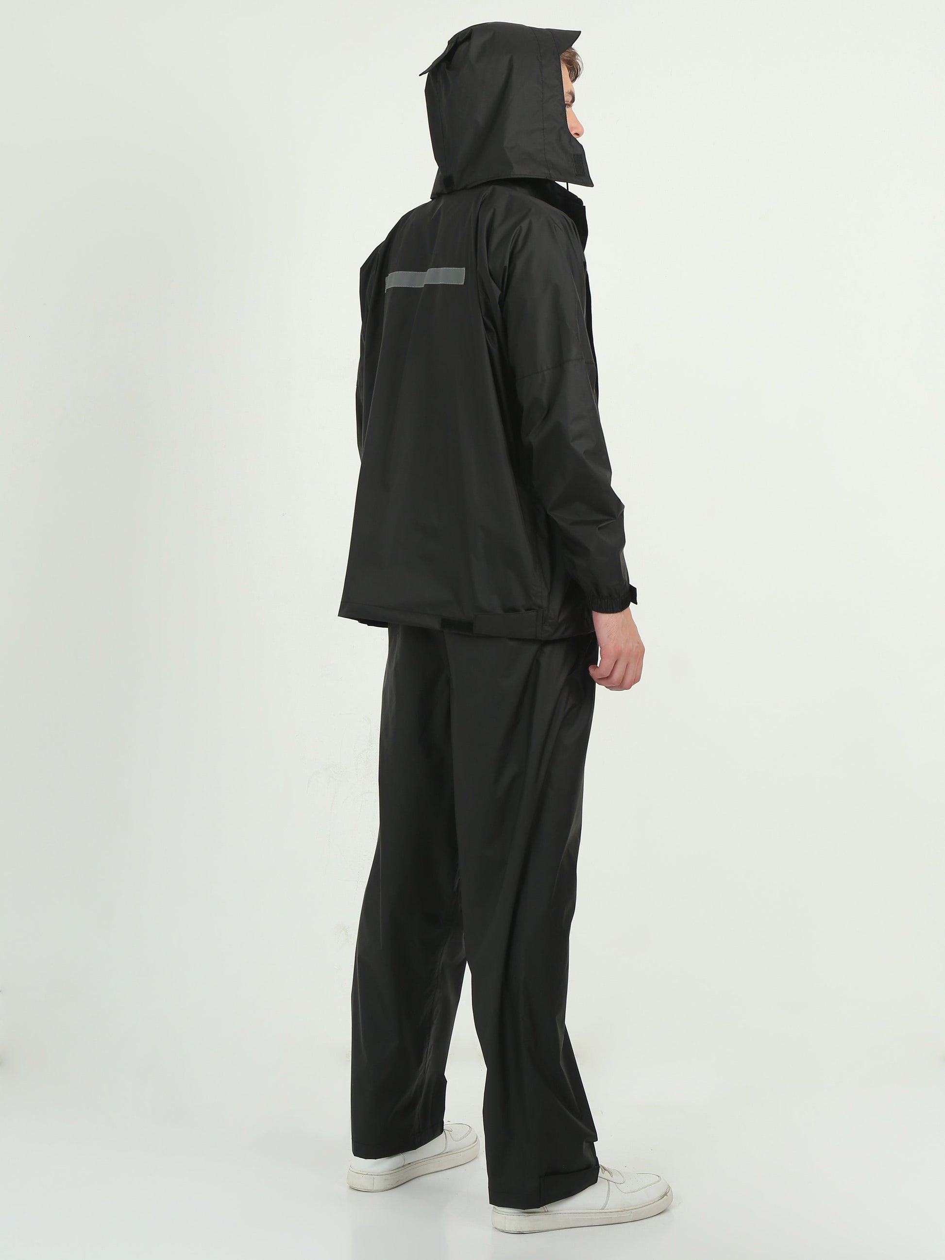 Black Hooded Raincoats for Men and Women