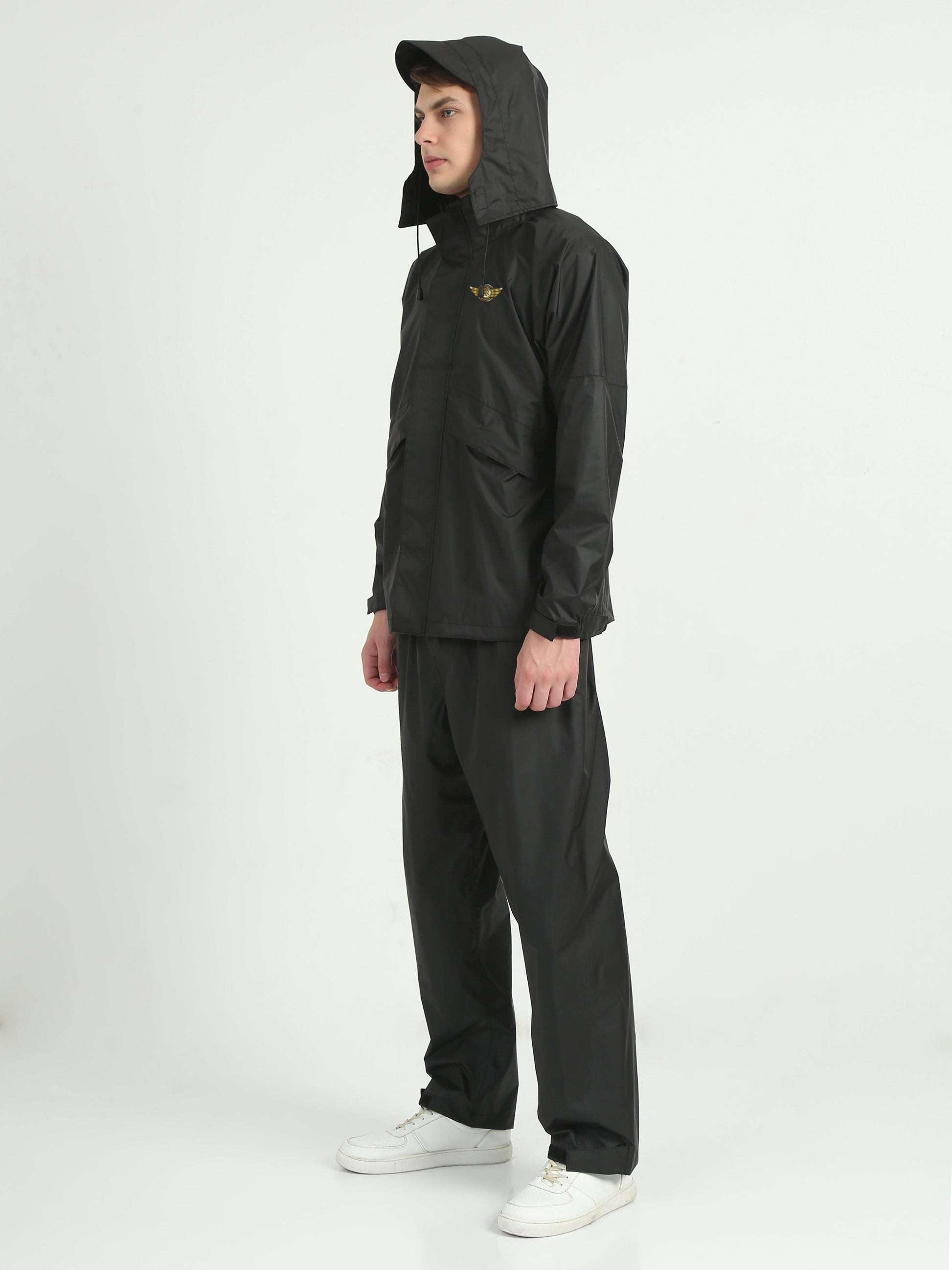 Black Hooded Raincoats for Men and Women