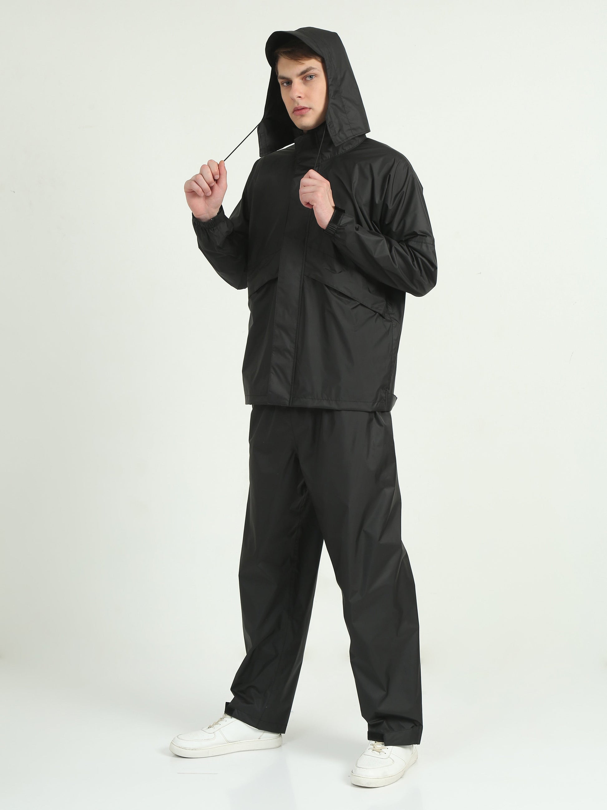 Black Hooded Raincoats for Men and Women