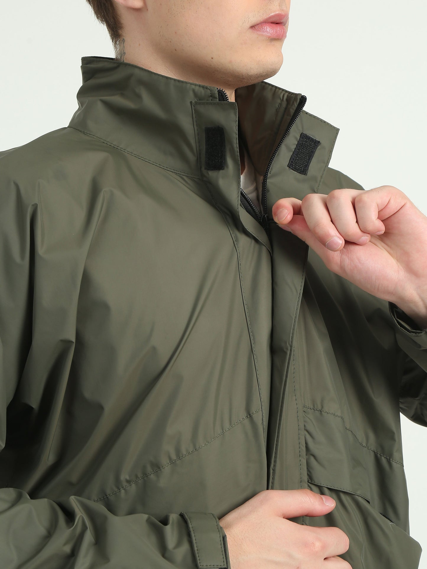 Hooded Waterproof Raincoat | Olive