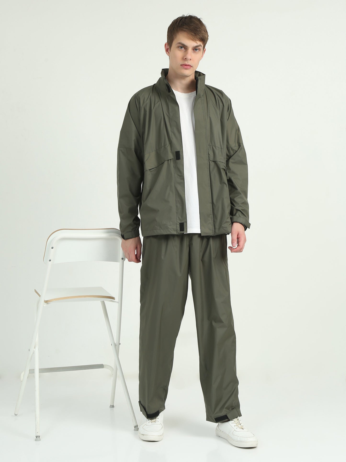 Hooded Waterproof Raincoat | Olive