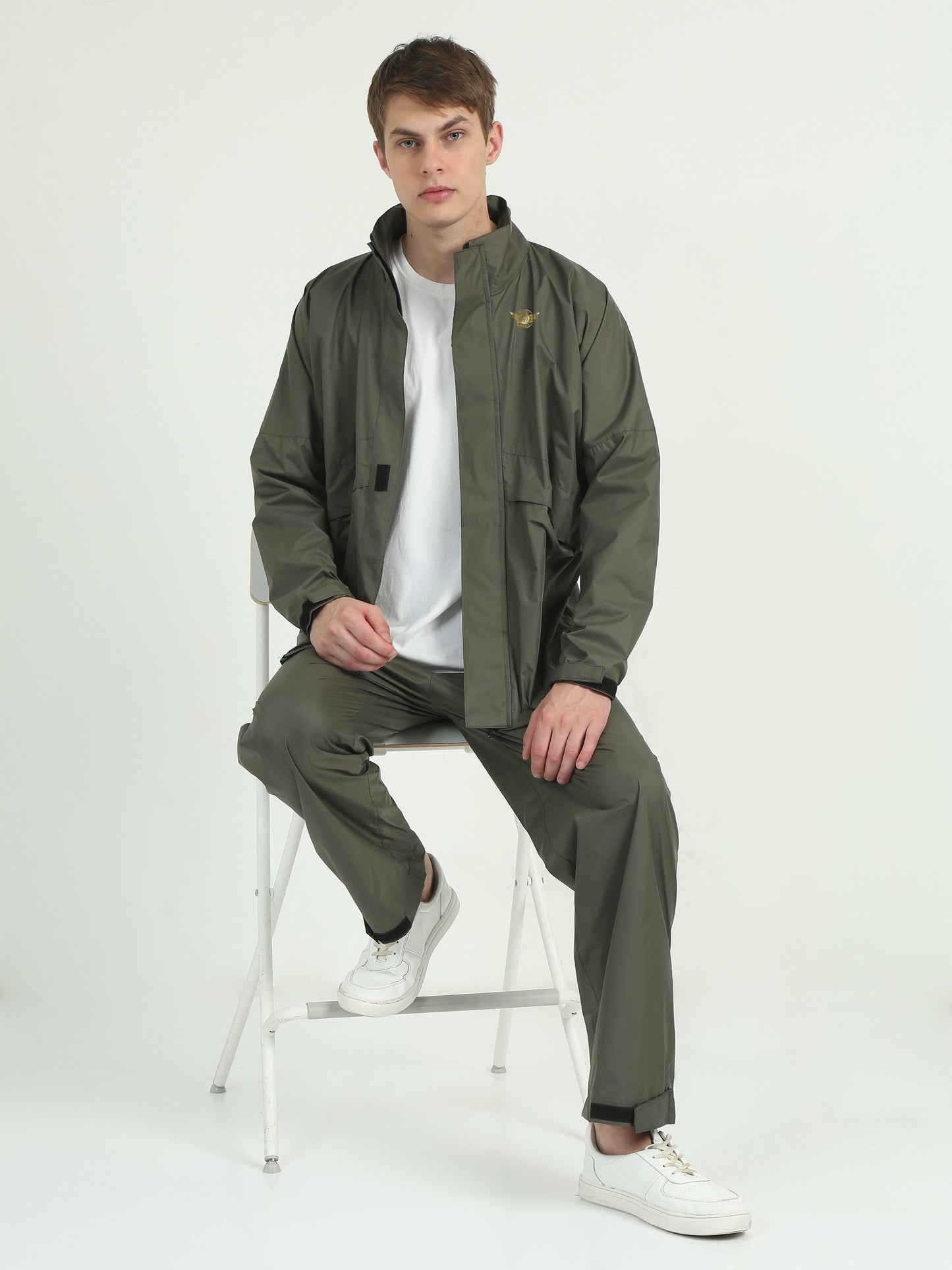 Hooded Waterproof Raincoat | Olive