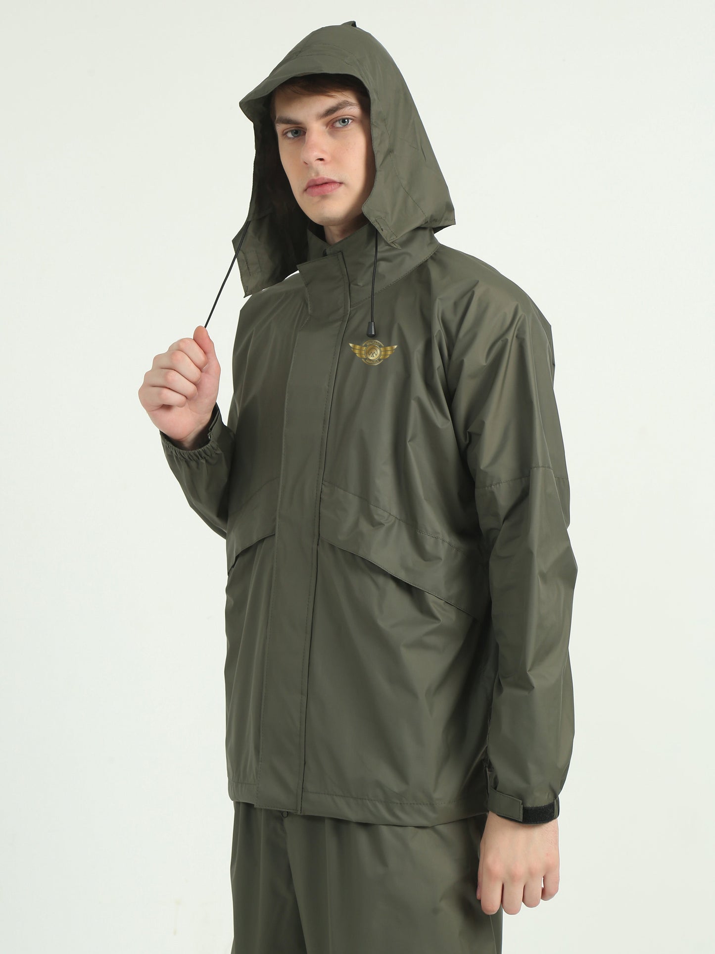 Hooded Waterproof Raincoat | Olive