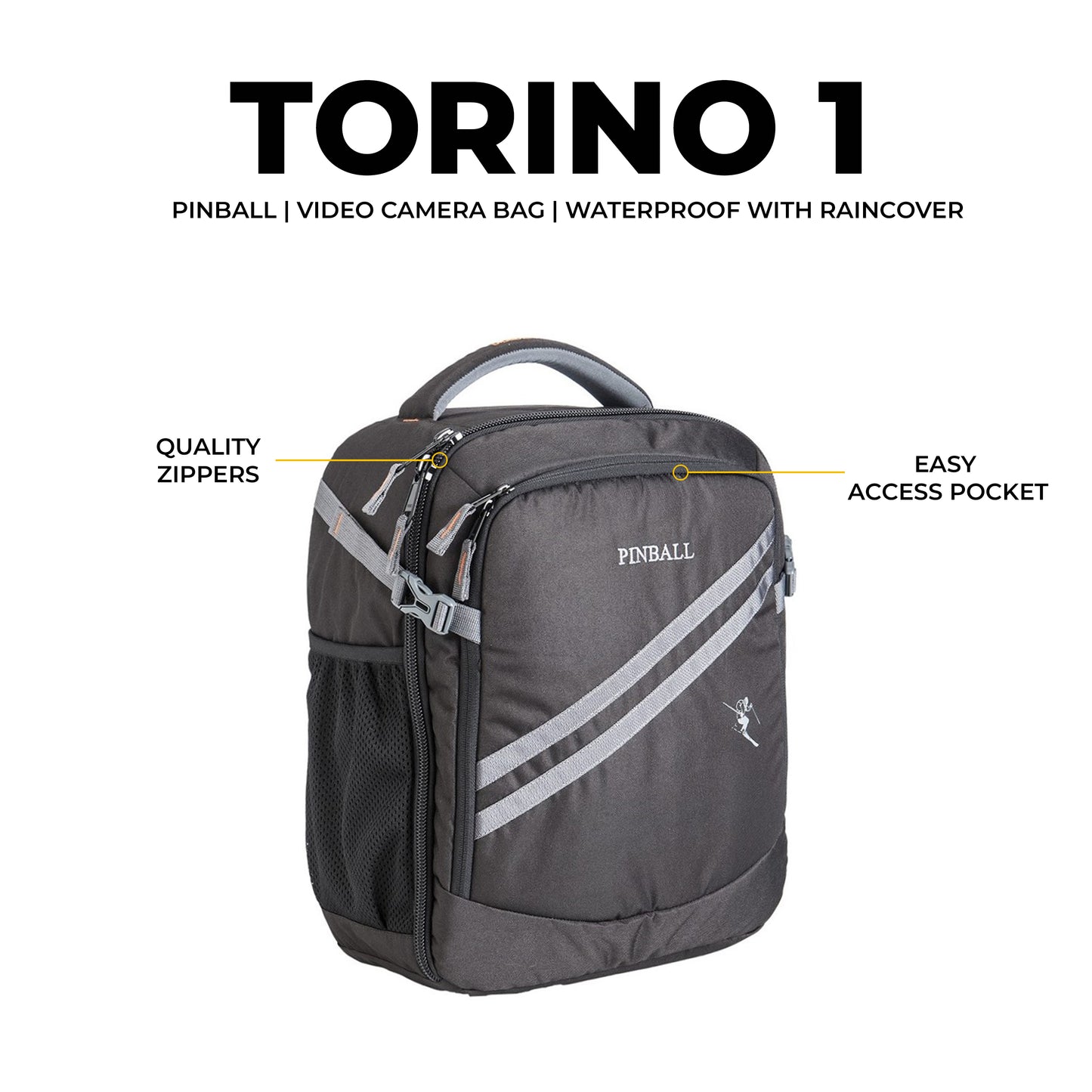 P36 TORINO 1 | PINBALL | VIDEO CAMERA BAG | WATERPROOF WITH RAINCOVER