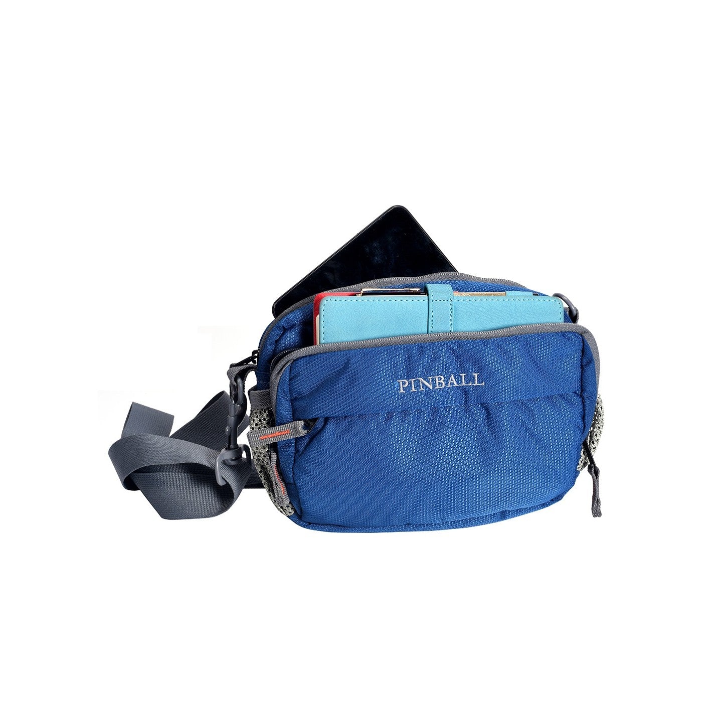 "Image: Top view of the P27 Organiser sling cum waist bag, showcasing its ability to hold a wide variety of photography accessories. The bag's compartments are filled with various items such as memory cards, batteries, lens filters, cables, and more, demonstrating its capacity to accommodate numerous items and keep them organized. Stay prepared and have all your essential accessories within reach with the P27 Organiser."