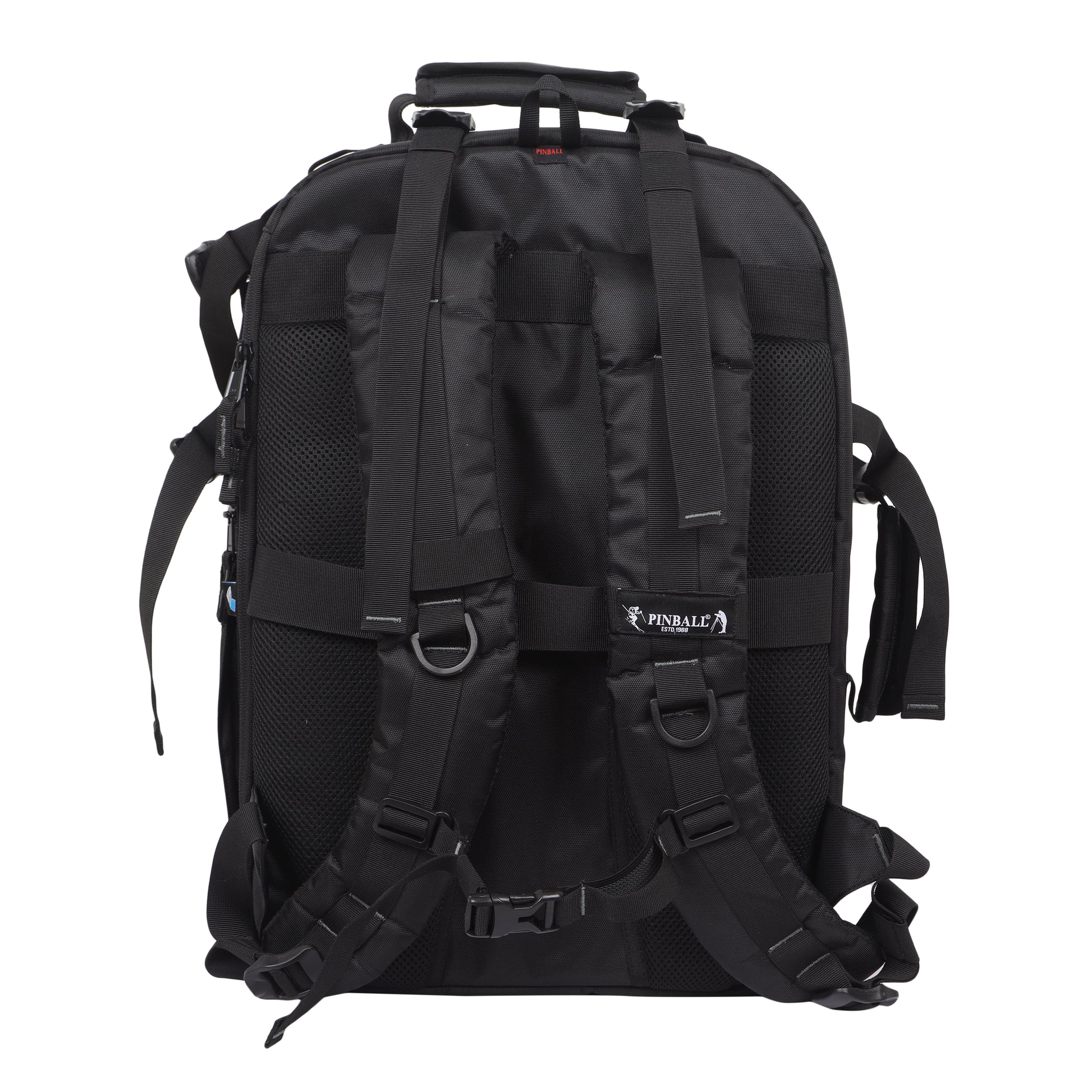 Image: Back view of the P70 Magnet DSLR camera bag, showcasing its padded back panel and breathable materials for comfortable wear. The bag features additional compartments and pockets for organizing smaller accessories. Carry your gear with ease and comfort using the P70 Magnet camera bag.